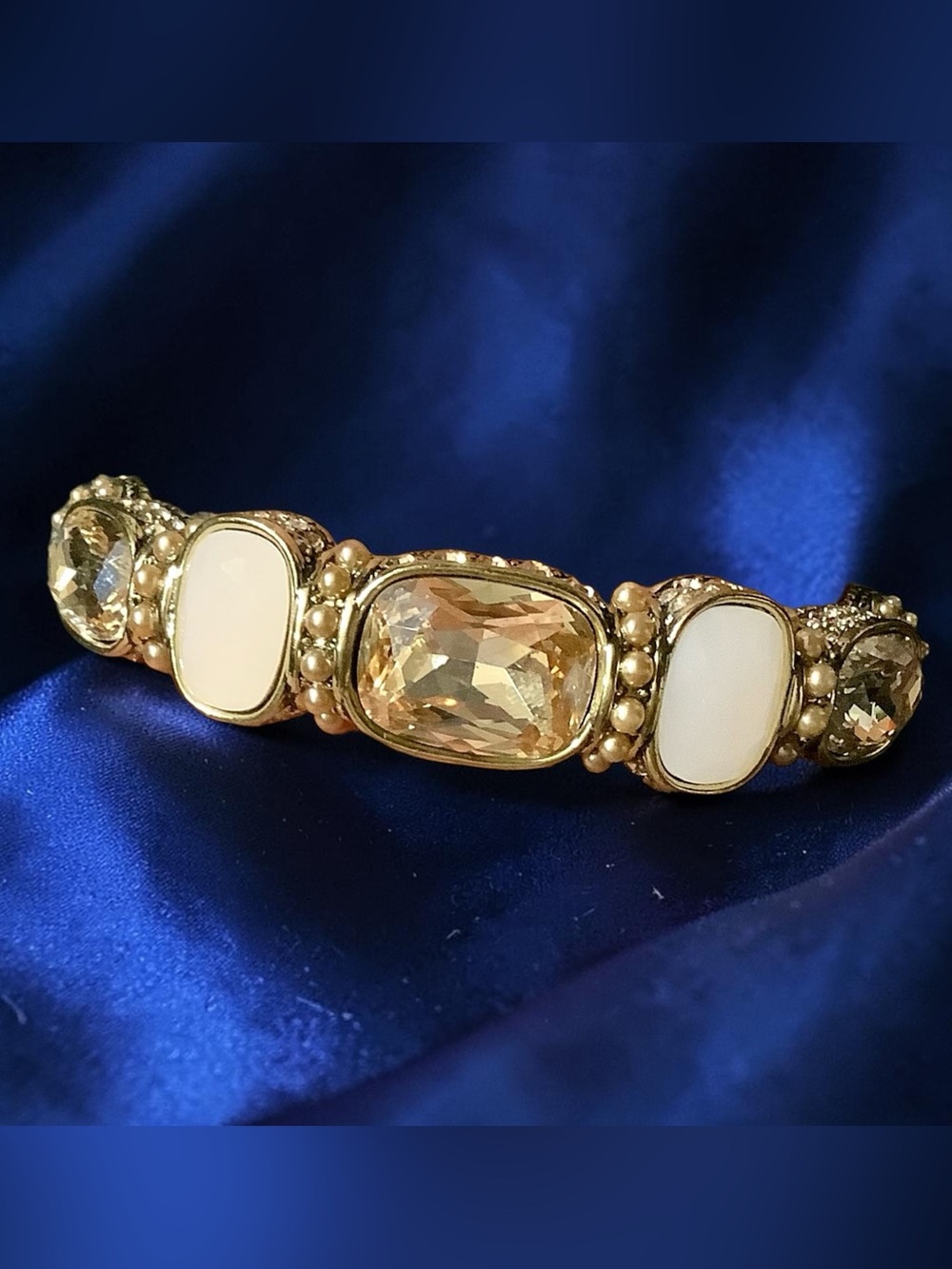Heidi Daus  Blush Pink and Champagne Statement Piece Bracelet. NWOT